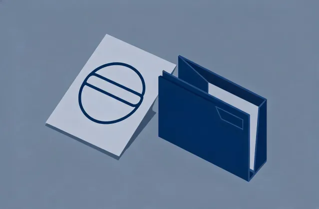 Illustration of a bifocal lens specification brief handing off to a quotation folder